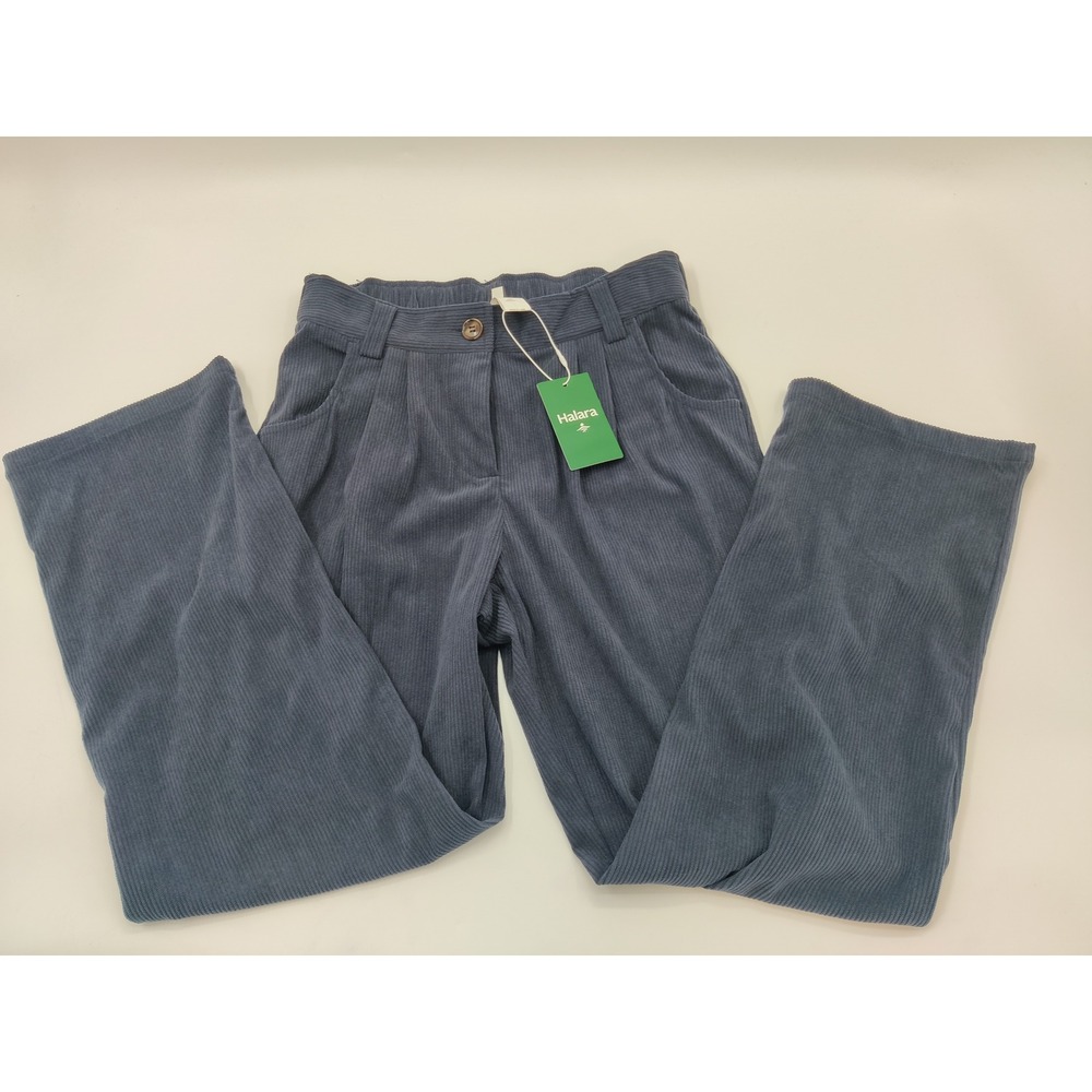 Halara Blue Corduroy Wide Leg High Waisted Pants Regular Small NWT